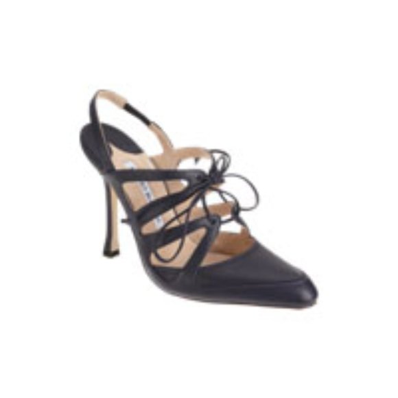 Manolo Blahnik Lavinia Lace-up Leather Slingback Pumps 38 - Picture 2 of 2